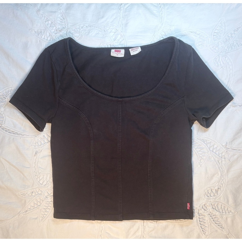 Levi's Mars Corset Baby Tee Black Cropped Scoop Neck Y2K XS